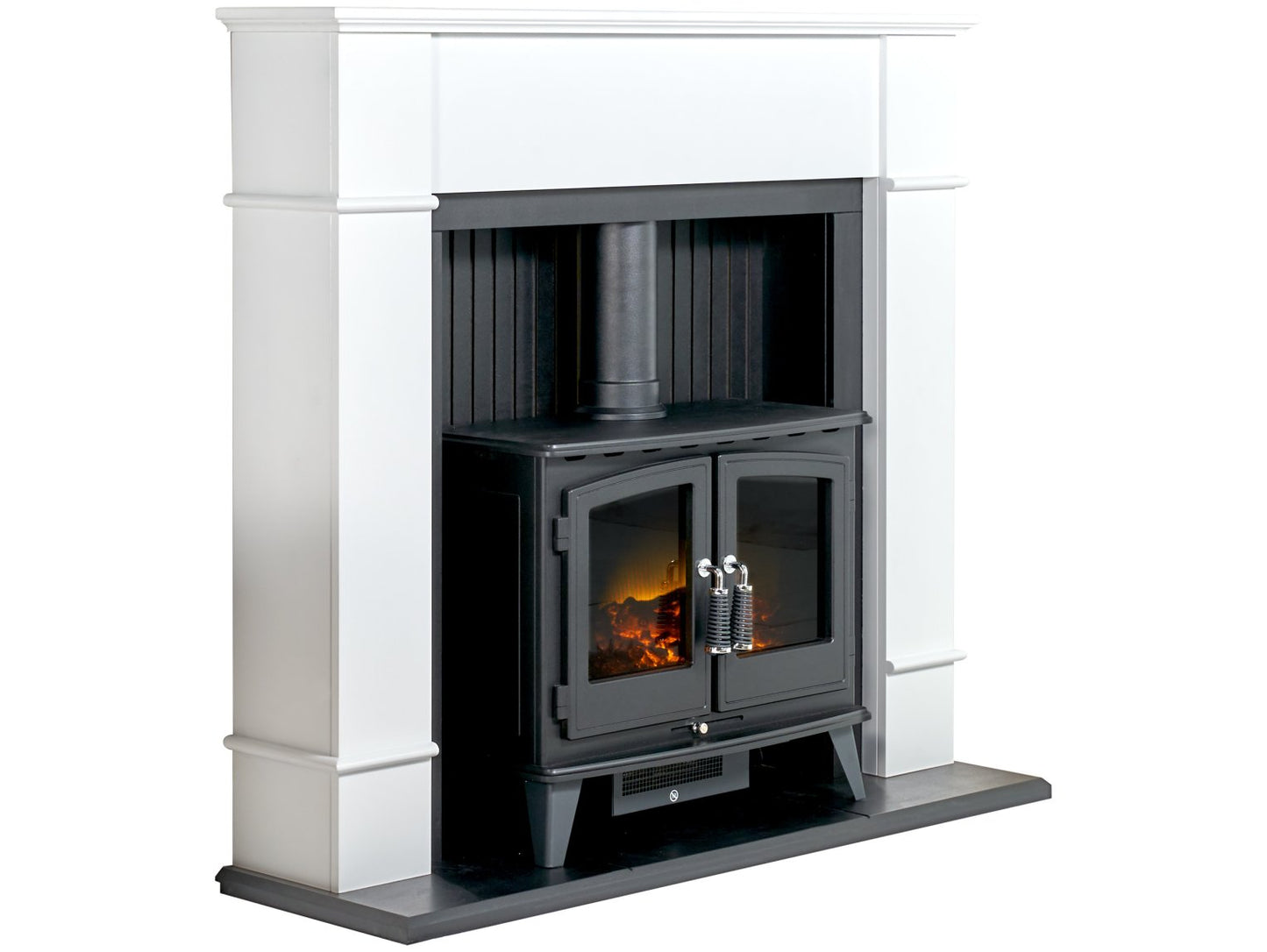 Adam Oxford Stove Suite Pure White + Woodhouse Electric Stove, 48"
