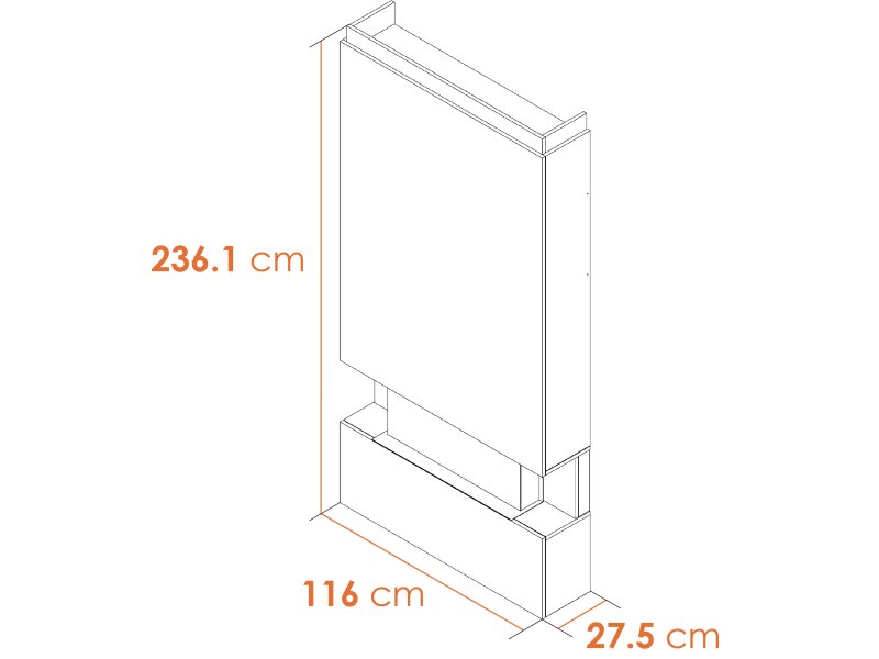 Adam Sahara Pre-Built Media Wall Fireplace Package 1 Dimensions