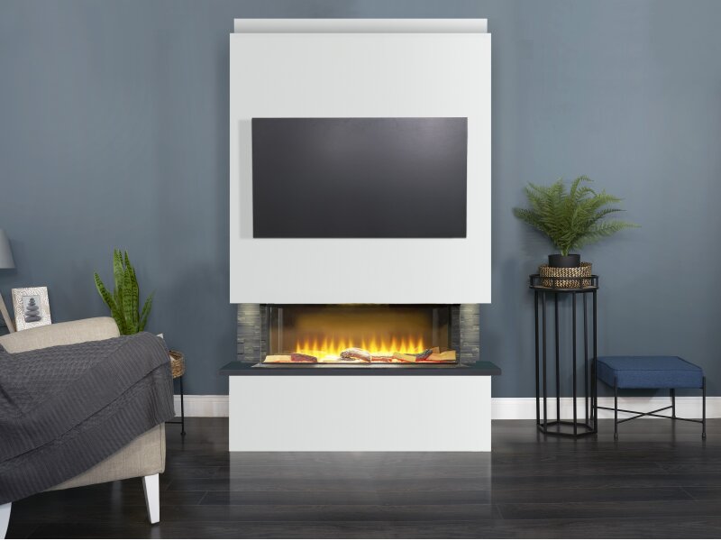 Adam Sahara Pre-Built Media Wall Fireplace Package 2