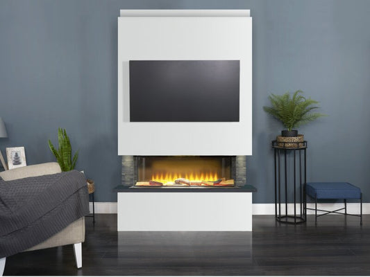 Adam Sahara Pre-Built Media Wall Fireplace Package 2