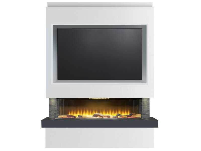 Adam Sahara Pre-Built Media Wall Fireplace Package 5 with TV Recess