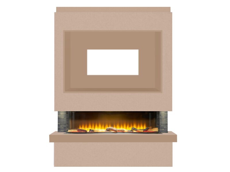 Adam Sahara Pre-Built Media Wall Fireplace Package 5 with TV Recess