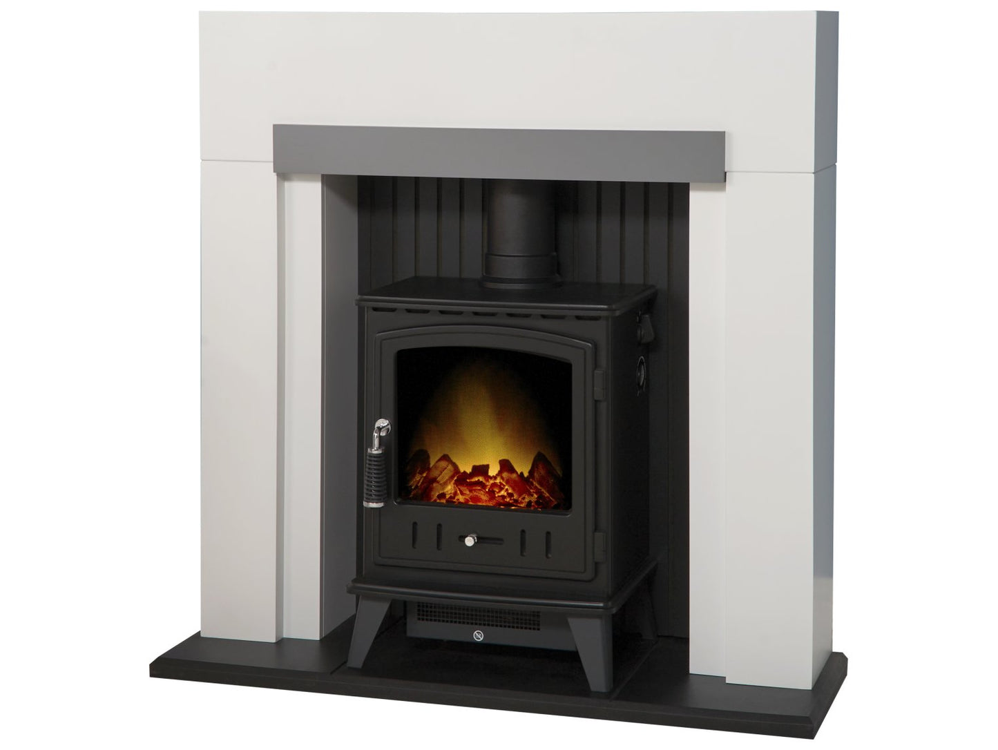 Adam Salzburg Pure White & Grey + Aviemore Electric Stove Black, 39"