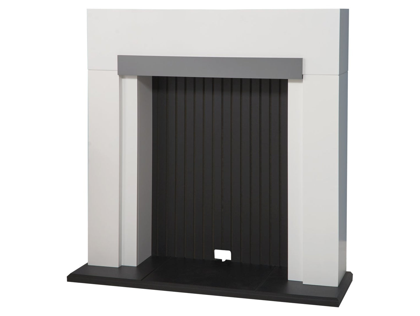 Adam Salzburg Stove Fireplace Pure White + Grey Shelf, 39"