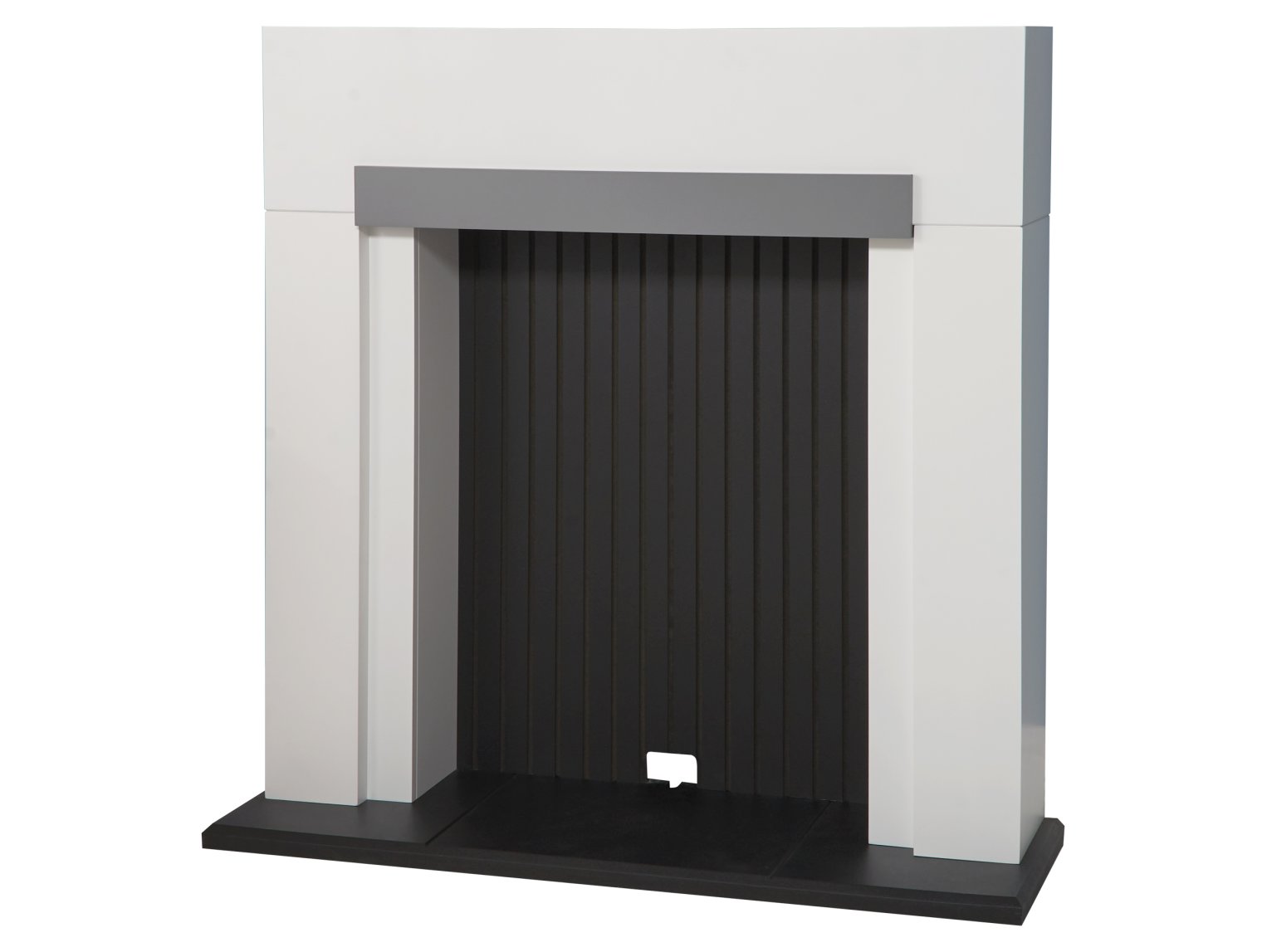 Adam Salzburg Stove Fireplace Pure White + Grey Shelf, 39"