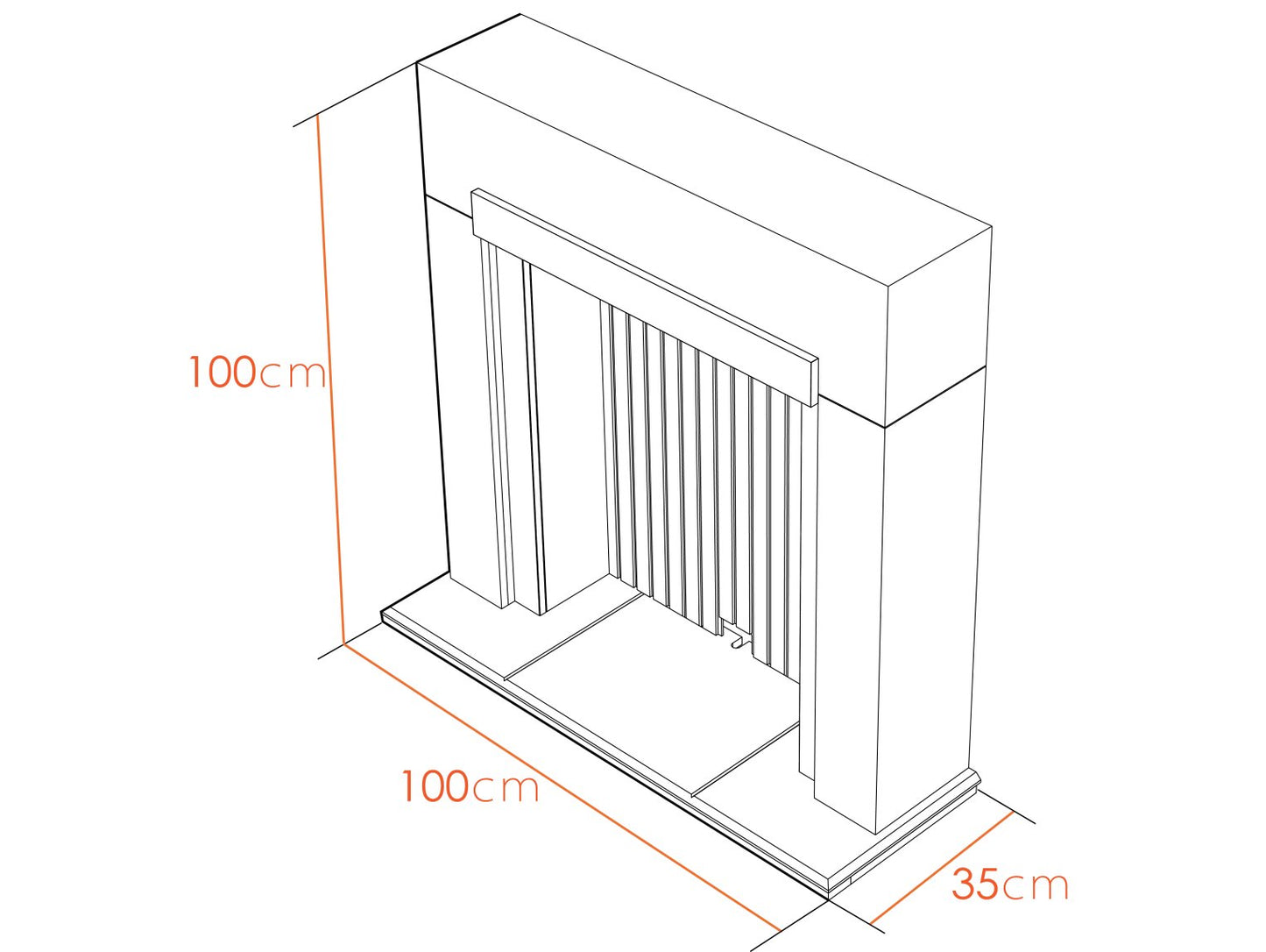Adam Salzburg Pure White & Grey Stove Surround Dimensions