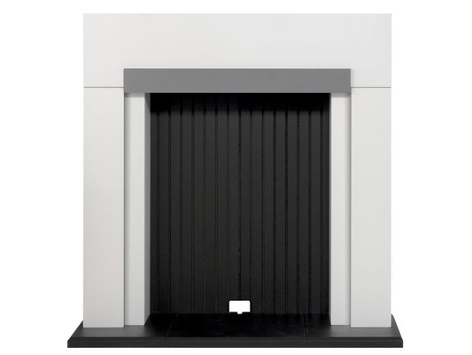 Adam Salzburg Stove Fireplace in Pure White with Grey Shelf, 39 Inch