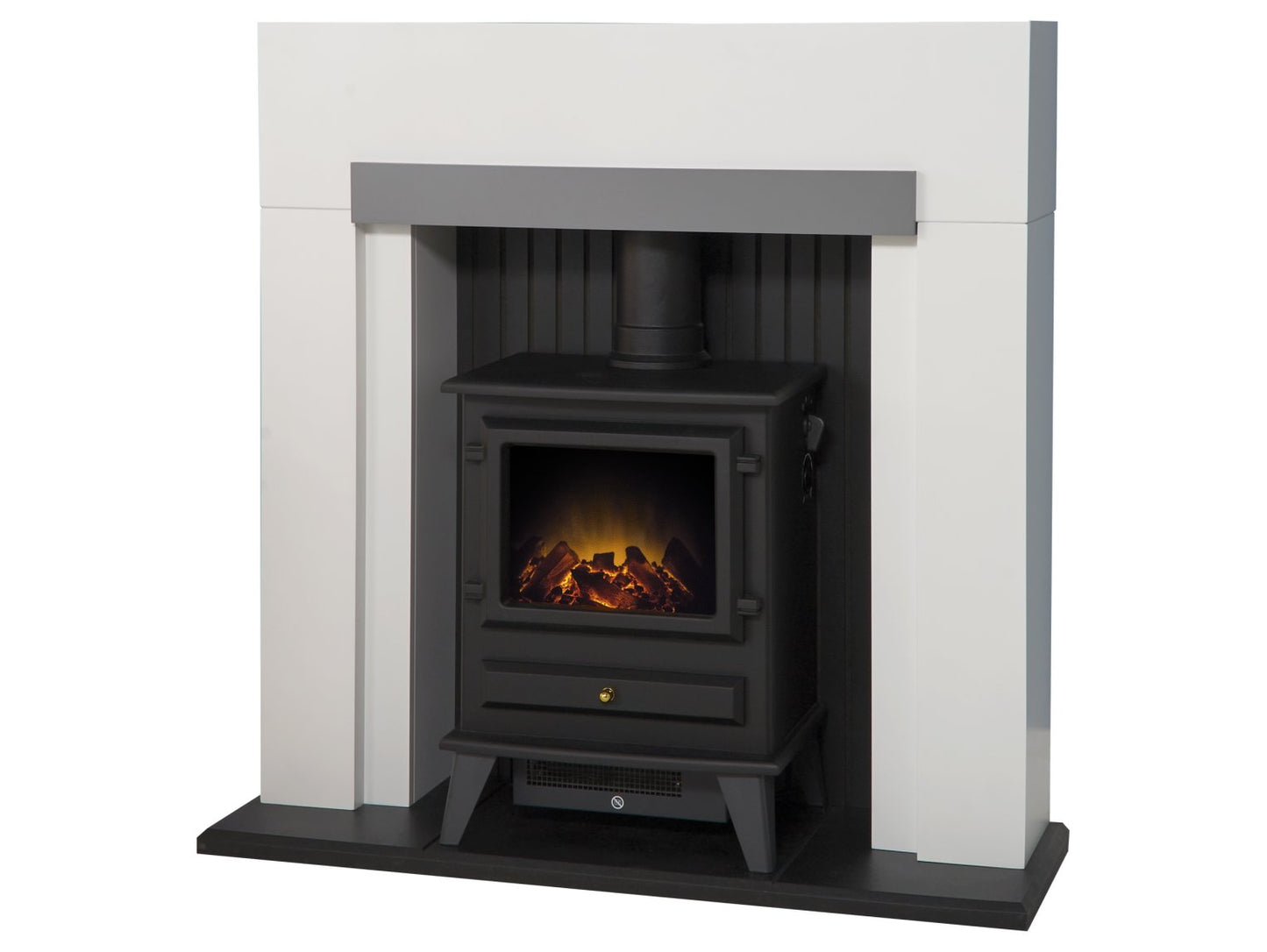Adam Salzburg Pure White & Grey + Hudson Electric Stove Black, 39"