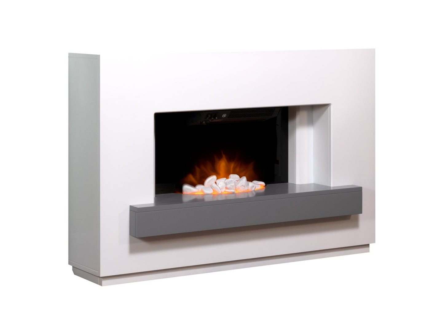 Adam Sambro Pure White Grey Shelf, 46" Fireplace Suite