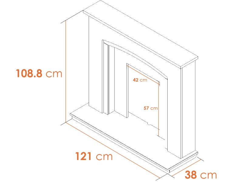 Adam Savanna Fireplace Pure White & Grey Dimensions