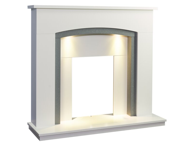 Adam Savanna Fireplace in Pure White & Grey 48"