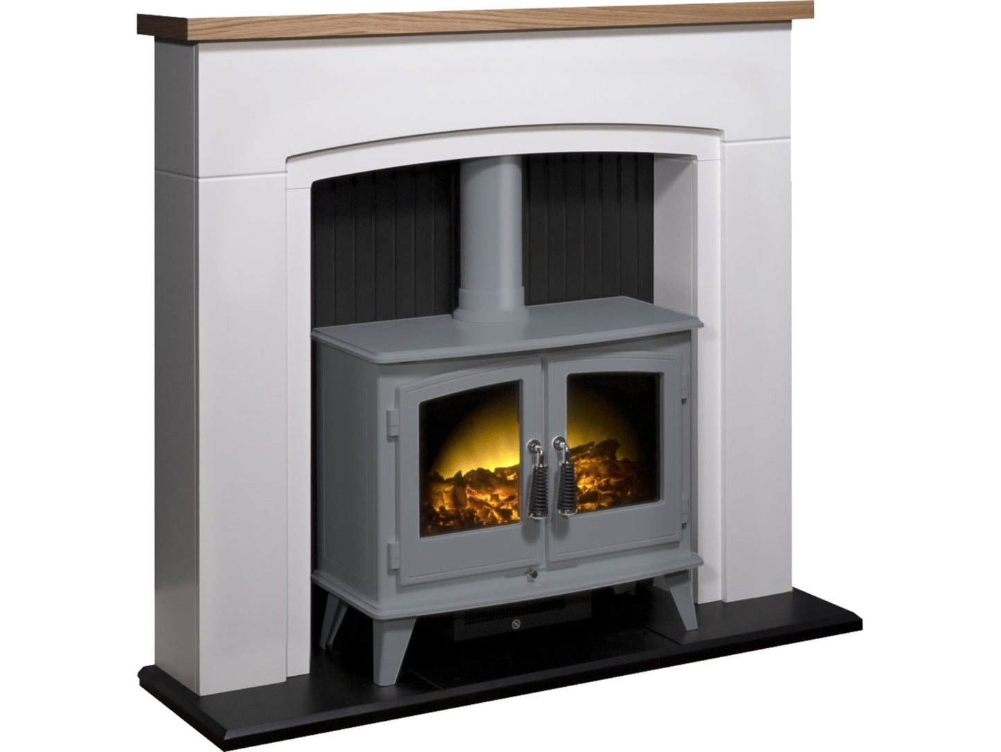 Adam Siena Stove Suite Pure White + Woodhouse Electric Stove Grey, 48"