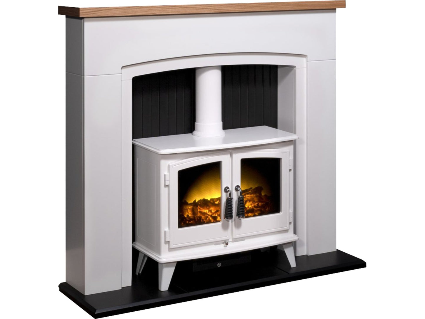 Adam Siena Stove Suite Pure White + Woodhouse Electric Stove White, 48"