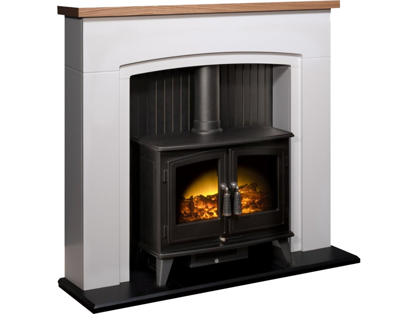 Adam Siena Stove Suite Pure White + Woodhouse Electric Stove Black, 48"