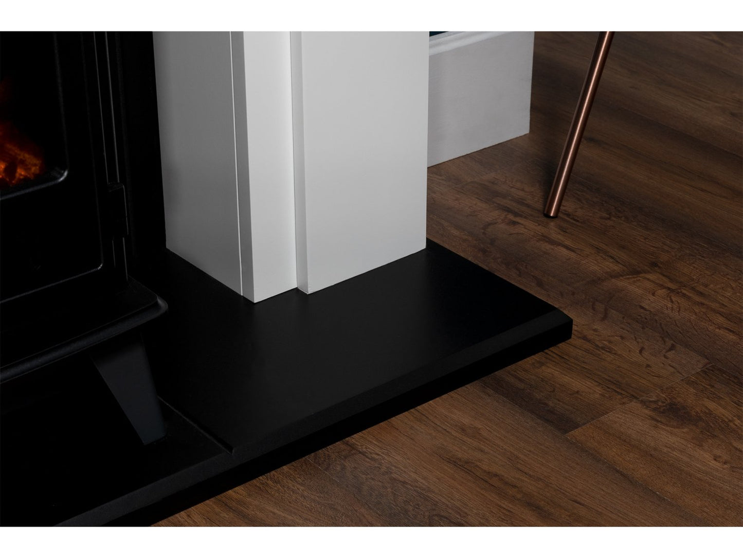 Adam Siena Stove Suite Pure White + Aviemore Electric Stove Black Enamel 48"