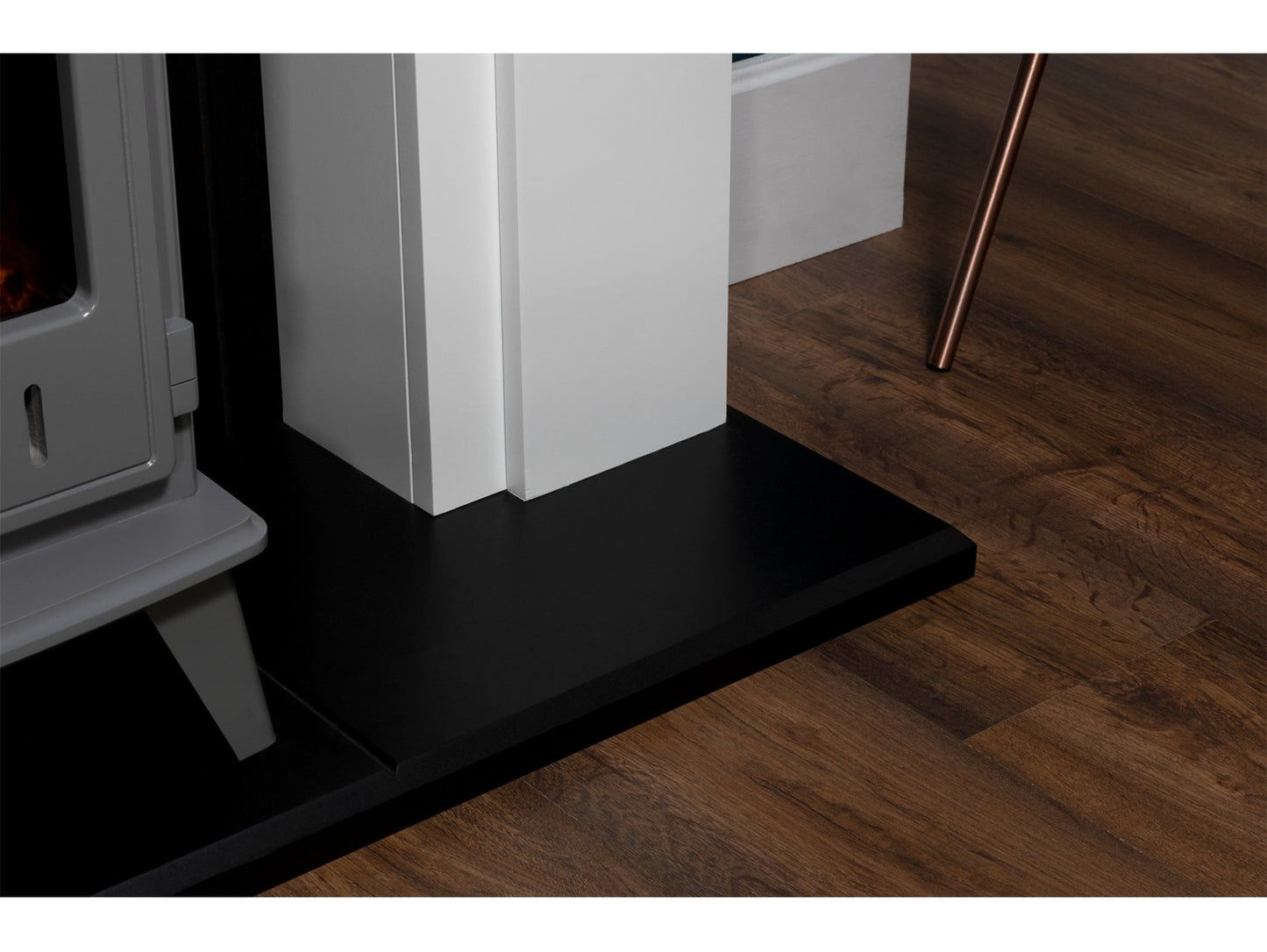 Adam Siena Stove Suite Pure White + Aviemore Electric Stove Grey Enamel, 48"