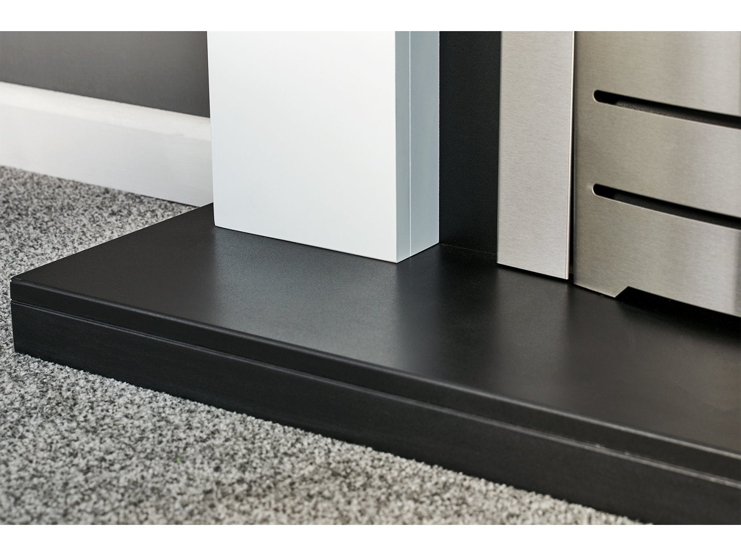 Adam Solus Fireplace Suite Black & White + Colorado Bio Ethanol Fire Brushed Steel, 39"