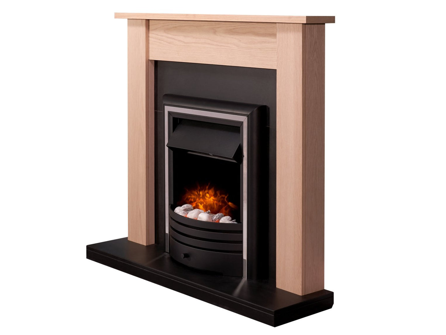 Adam Southwold Fireplace Oak & Black + Cambridge 6-in-1 Electric Fire Black, 43"
