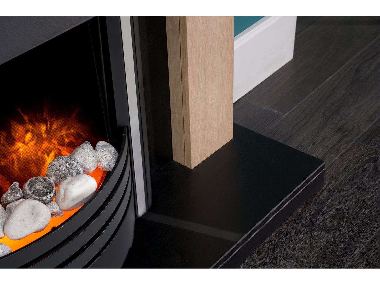 Adam Southwold Fireplace Oak & Black + Cambridge 6-in-1 Electric Fire Black, 43"