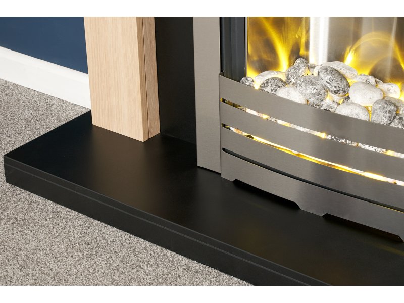 Adam Southwold Fireplace Oak & Black + Helios Electric Fire Brushed Steel, 43"
