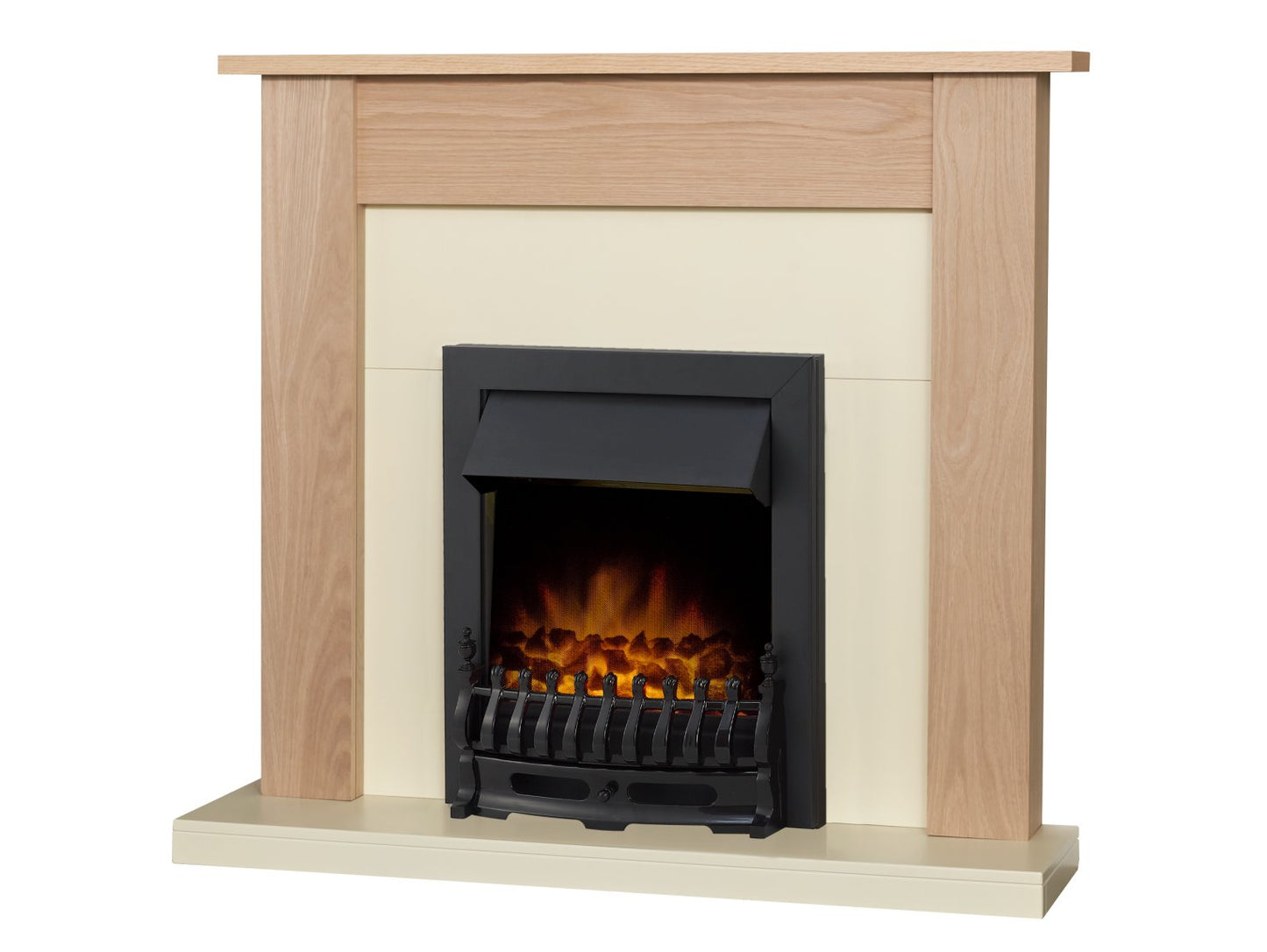 Adam Southwold Fireplace Oak & Cream + Blenheim Electric Fire Black, 43"
