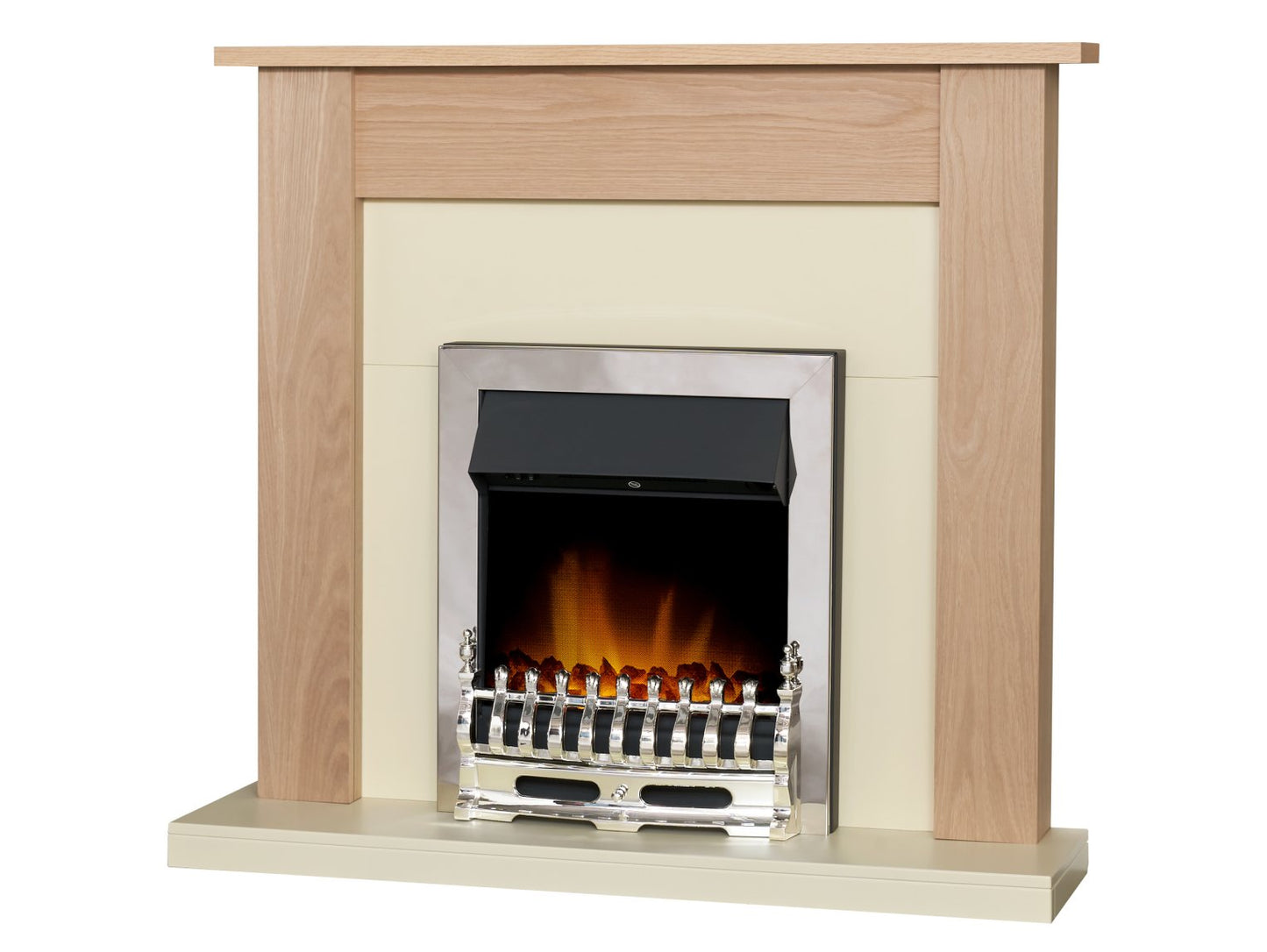 Adam Southwold Fireplace Oak & Cream + Blenheim Electric Fire Chrome, 43"