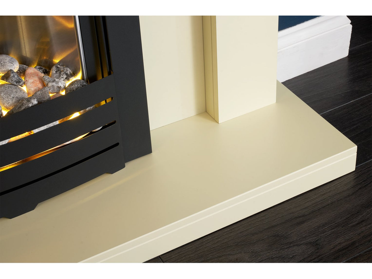 Adam Sutton Fireplace Cream & Black/Cream + Helios Electric Fire Black, 43"