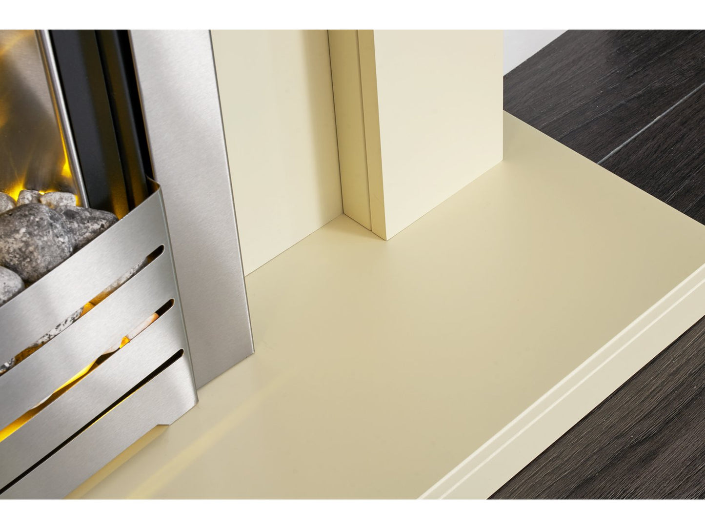 Adam Sutton Fireplace Cream & Black/Cream + Helios Electric Fire Brushed Steel, 43"