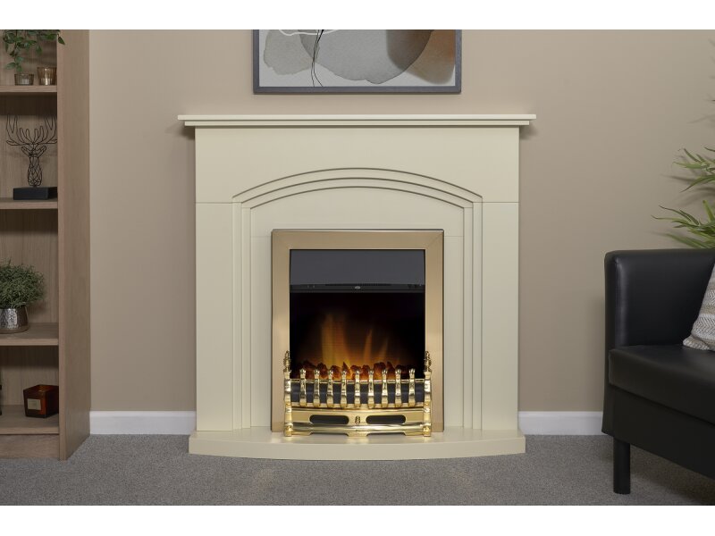 Adam Truro Fireplace Suite Cream + Blenheim Electric Fire Brass, 41"