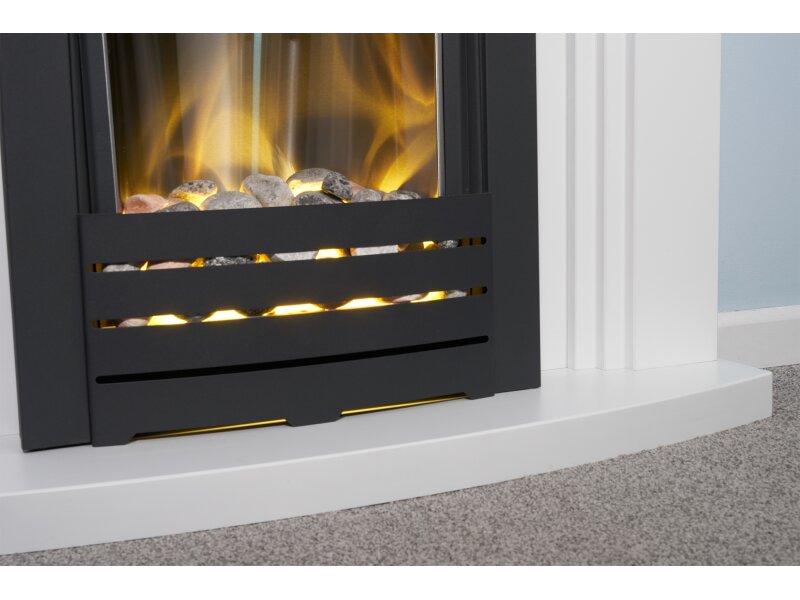 Adam Truro Fireplace Suite Pure White + Helios Electric Fire Black, 41"