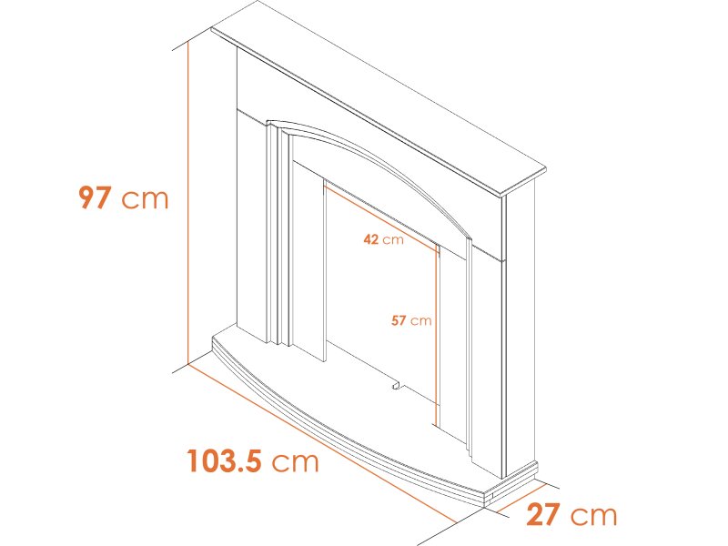 Adam Truro Cream 41 Inch Fireplace Dimensions