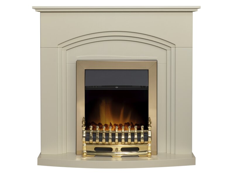 Adam Truro Fireplace Suite Cream + Blenheim Electric Fire Brass, 41"