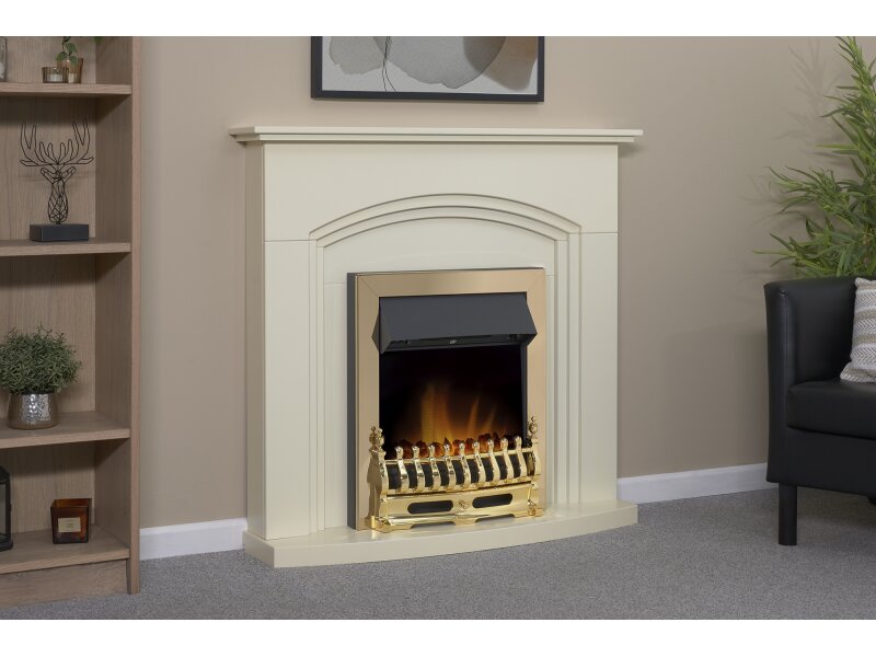 Adam Truro Fireplace Suite Cream + Blenheim Electric Fire Brass, 41"