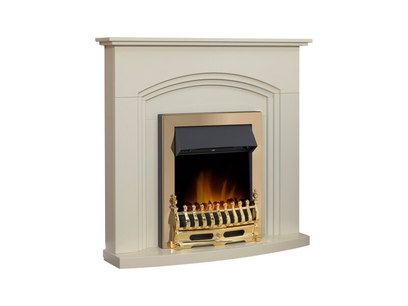 Adam Truro Fireplace Suite Cream + Blenheim Electric Fire Brass, 41"