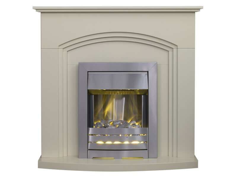 Adam Truro Fireplace Suite Cream + Helios Electric Fire Brushed Steel  41"