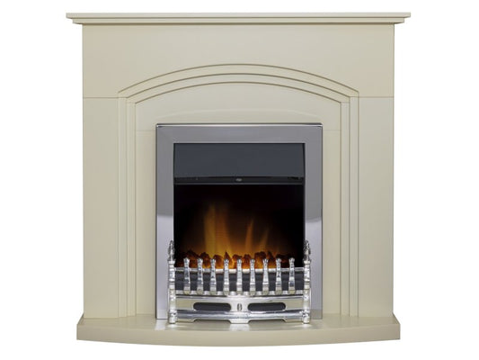 Adam Truro Fireplace Suite Cream + Blenheim Electric Fire Chrome,  41"
