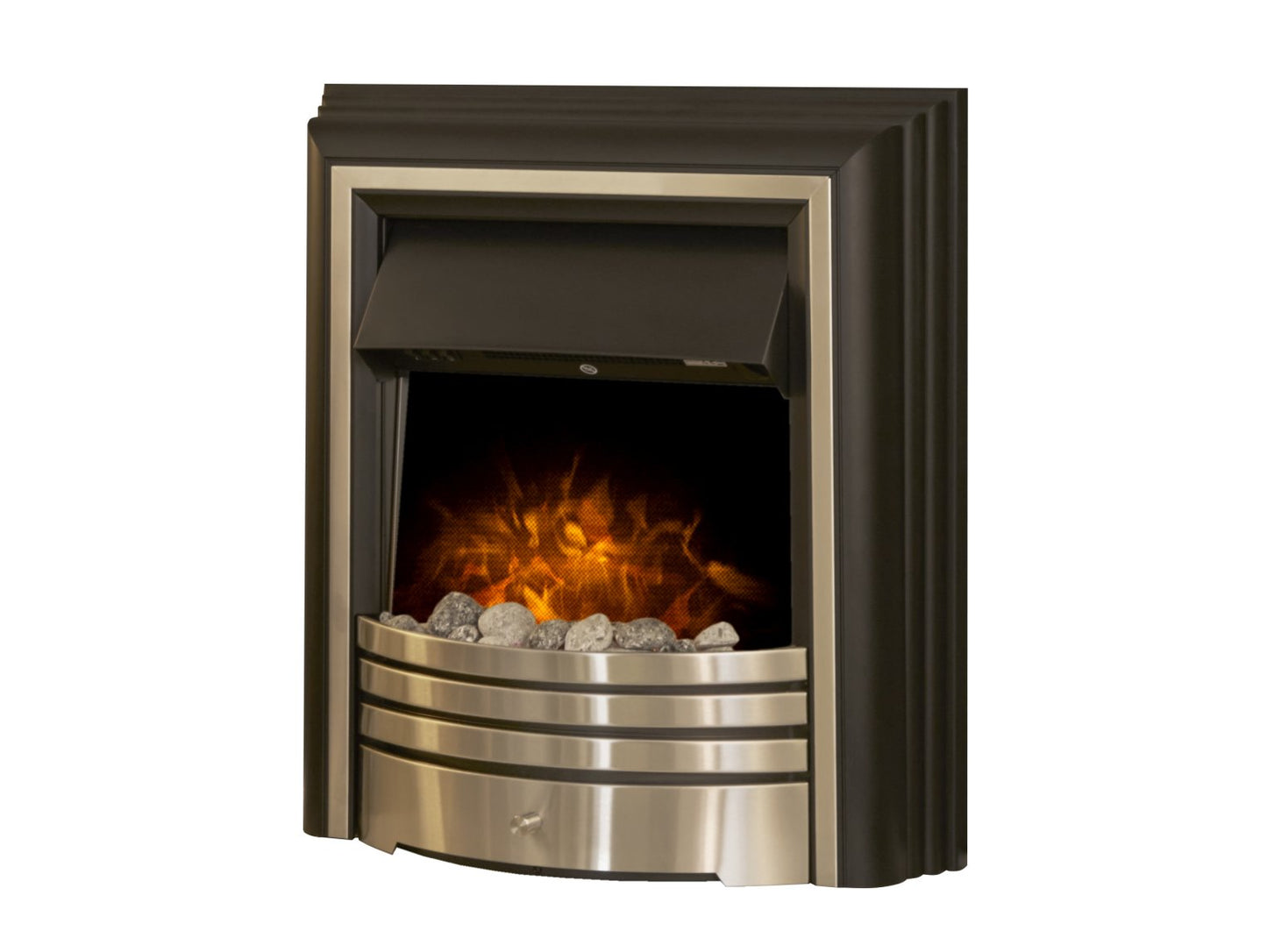 Adam York Freestanding Electric Fire Brushed Steel