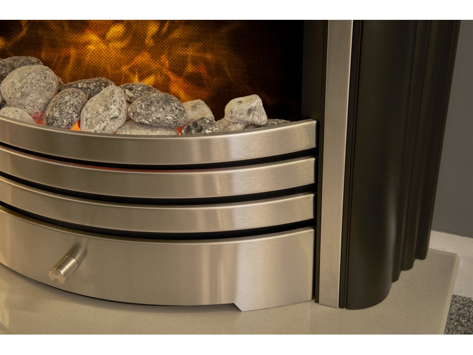Adam York Freestanding Electric Fire Brushed Steel