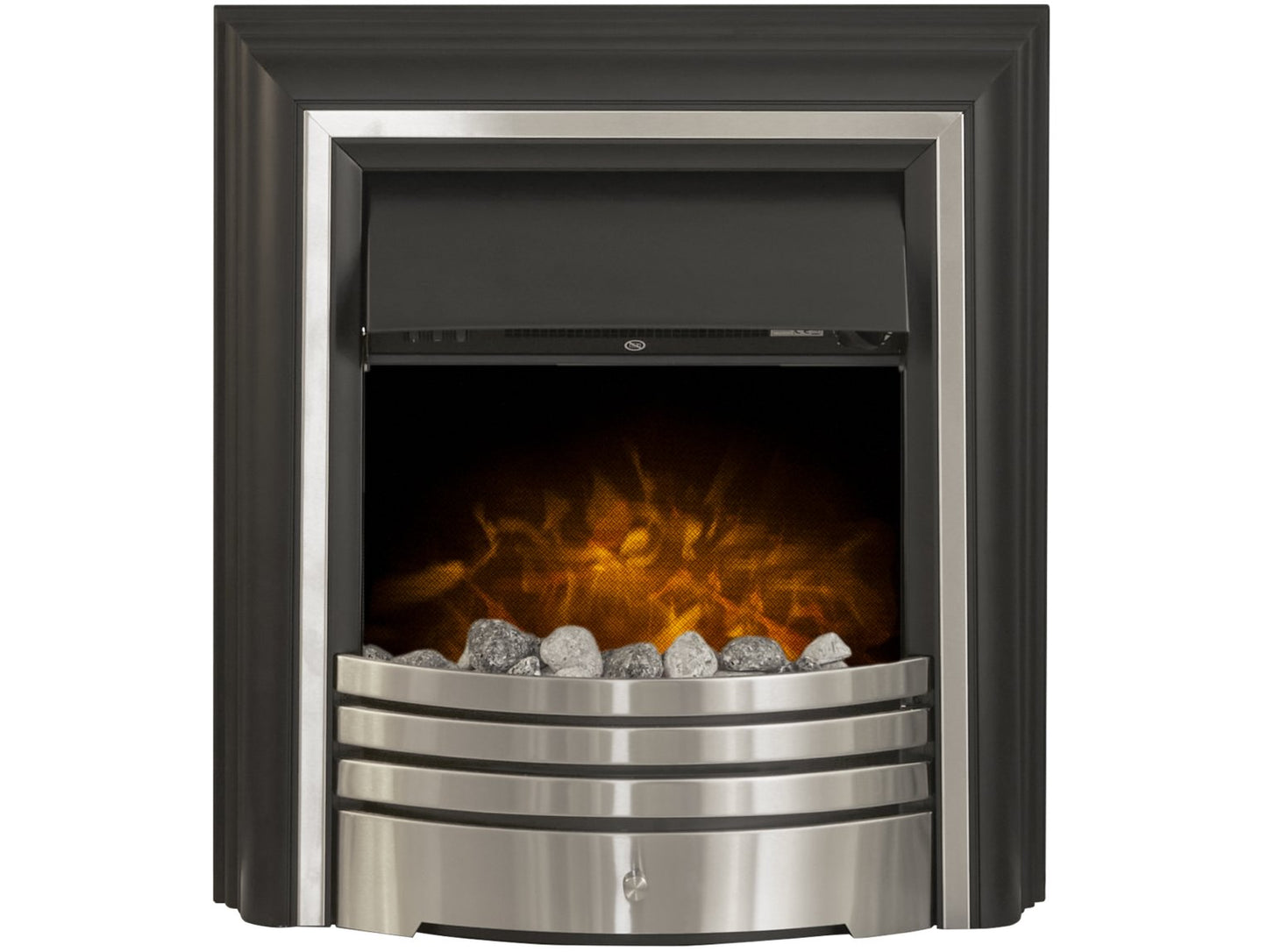 Adam York Freestanding Electric Fire in Brushed Steel