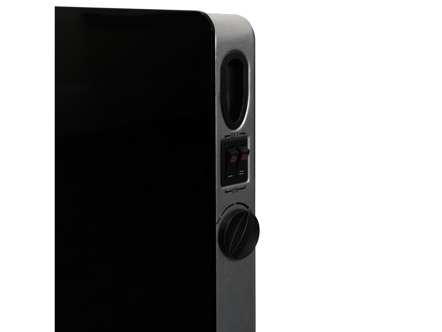 Adam iRad Freestanding Electric Panel Heater Black Glass + Thermostat