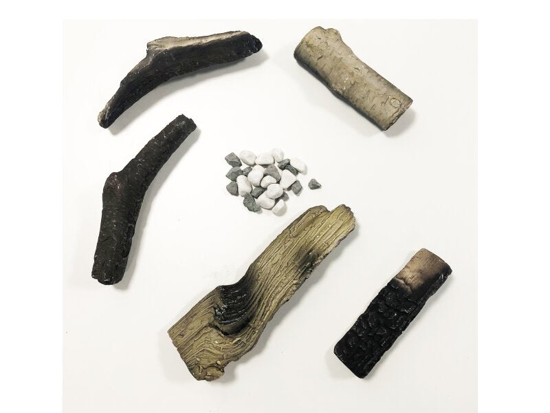 Fuel Bed Set for Media Wall Fire - Log & Pebble Kit