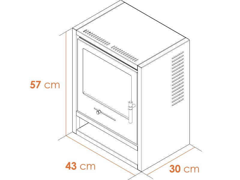 OKO S1 Bio Ethanol Stove in Charcoal Grey Dimensions Image