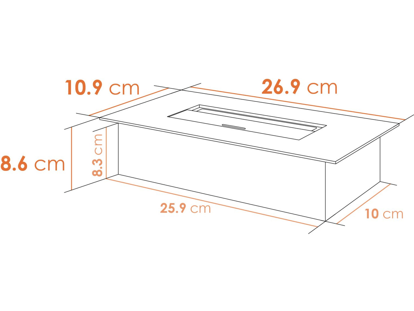 Small Bio Ethanol Burner Stainless Steel, 1.5 Litre Capacity Dimensions
