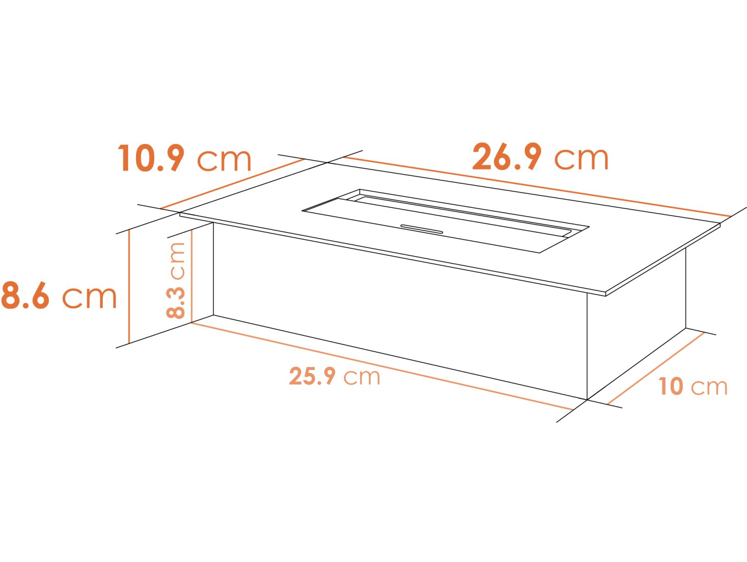 Small Bio Ethanol Burner Stainless Steel, 1.5 Litre Capacity Dimensions