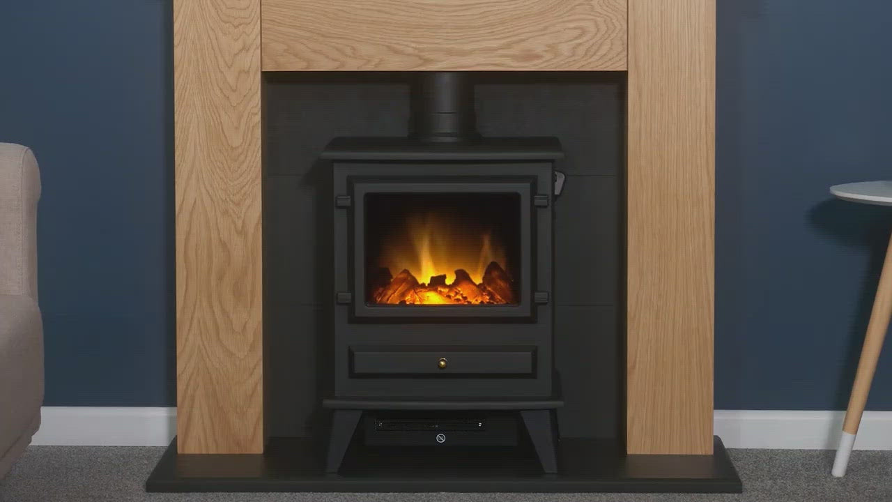 Adam Hudson Electric Stove Black + Straight Stove Pipe