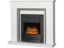 Load image into Gallery viewer, Adam Milan Fireplace in Pure White &amp; Grey with Eclipse Electric Fire in Black, 39 Inch
