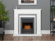 Load image into Gallery viewer, Adam Milan Fireplace in Pure White &amp; Grey with Eclipse Electric Fire in Black, 39 Inch
