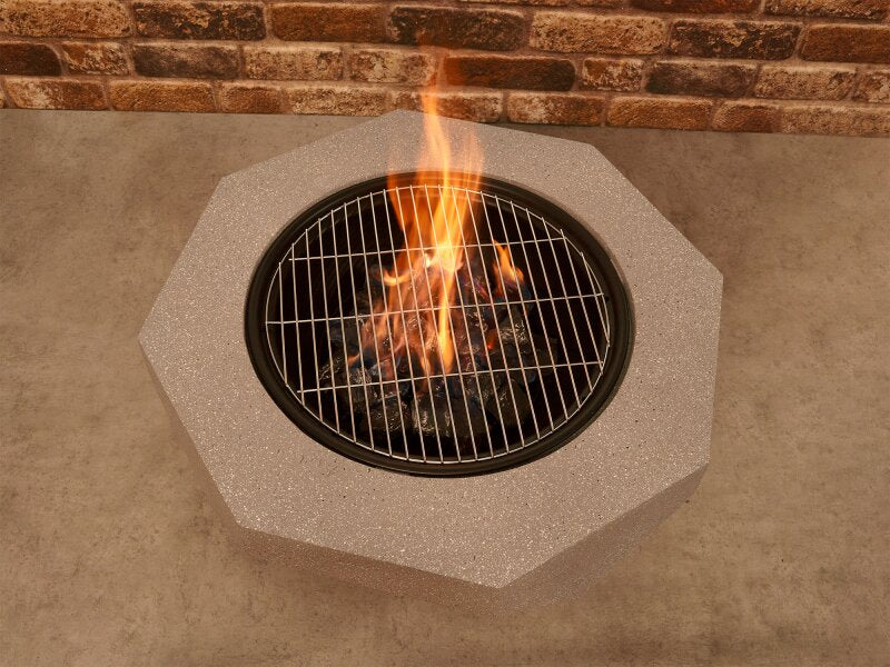 Field & Flame Rhoda wood Burning Fire Pit Concrete Grey