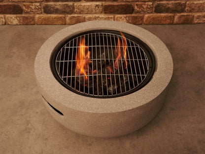 Field & Flame Dahlia wood Burning Fire Pit Concrete Grey