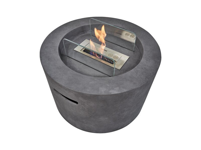 Field & Flame Acacia Bio Ethanol Fire Pit in Dark Concrete Grey